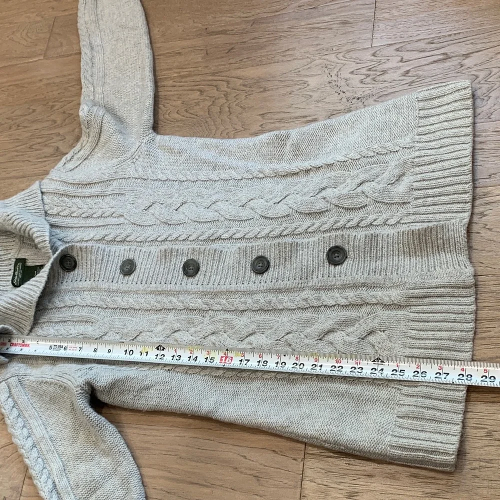 Eddie Bauer Cream Cable Knit Button Cardigan Wool/Alpaca Size Medium - Picture 6 of 9